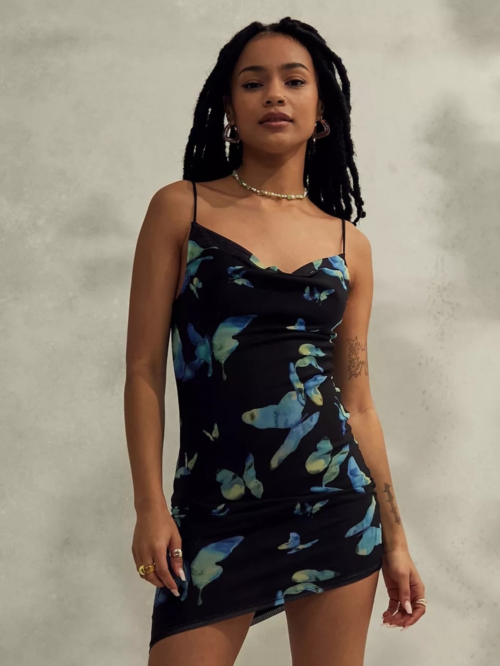 Princess Polly Motel Batia Dress Butterfly Watercolour